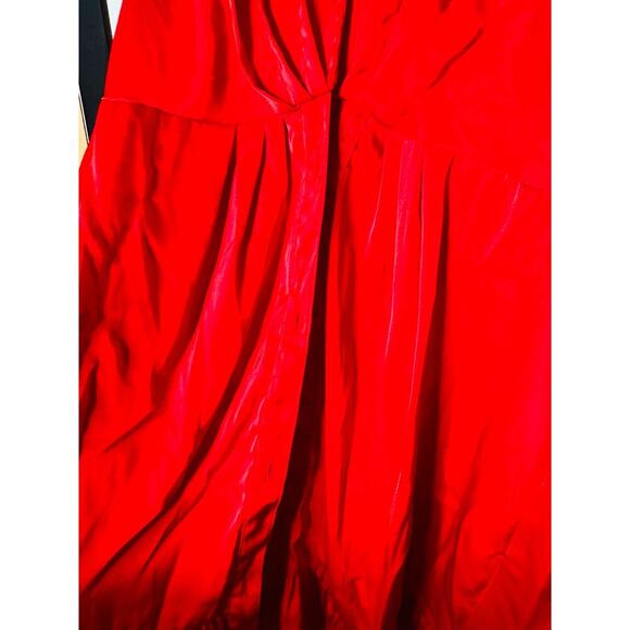 MARISSA WEBB Satin Red Tie Front V-Neck Ruffled Sleeves Shift Mini Dress Size 10 - Picture 11 of 11